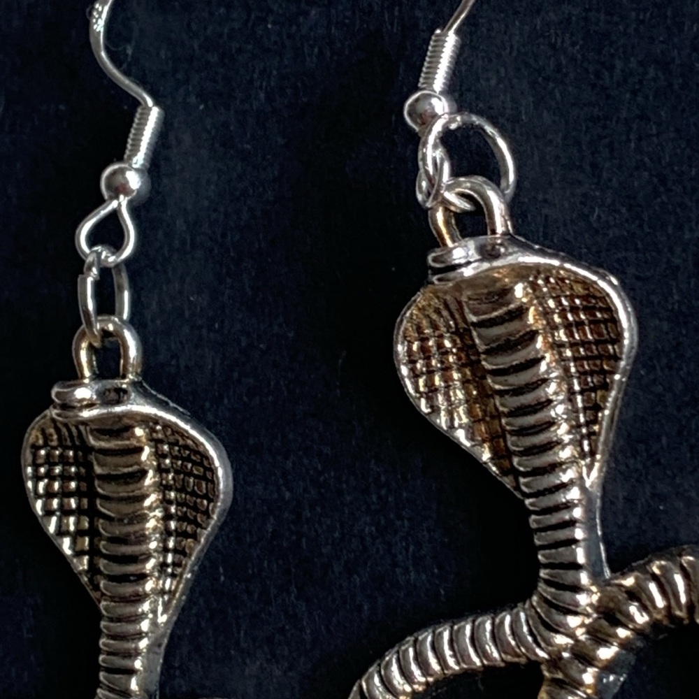 Cobra snake earrings Artisan sterling silver hooks